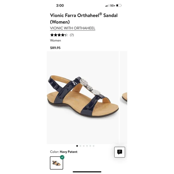 Vionic Farra Orthaheel Navy Patent Leather Sandals Women Size 8 - Picture 9 of 9